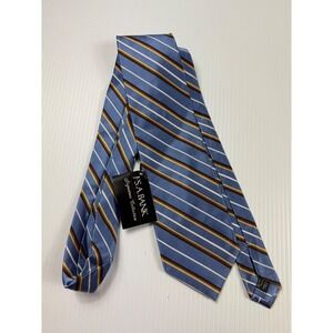 J.S. A. Bank Striped Necktie‎ Blue White Brown Business Casual Career